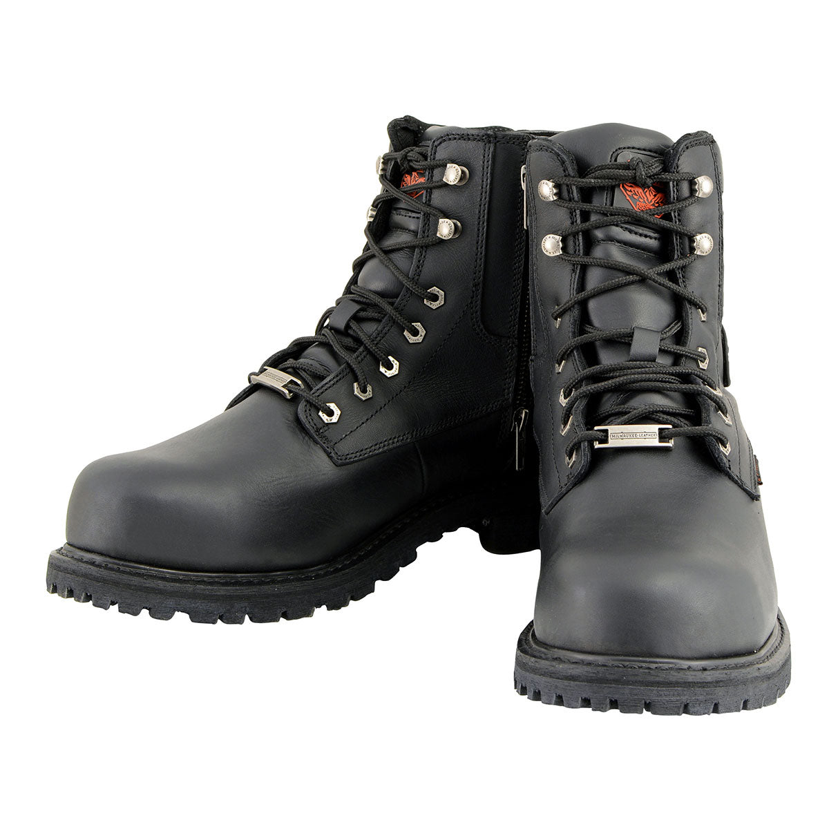 Milwaukee Leather MBM9097WPST Men's Black 'Wide-Width' 6-inch Logger Steel Toe Water Proof Leather Boots
