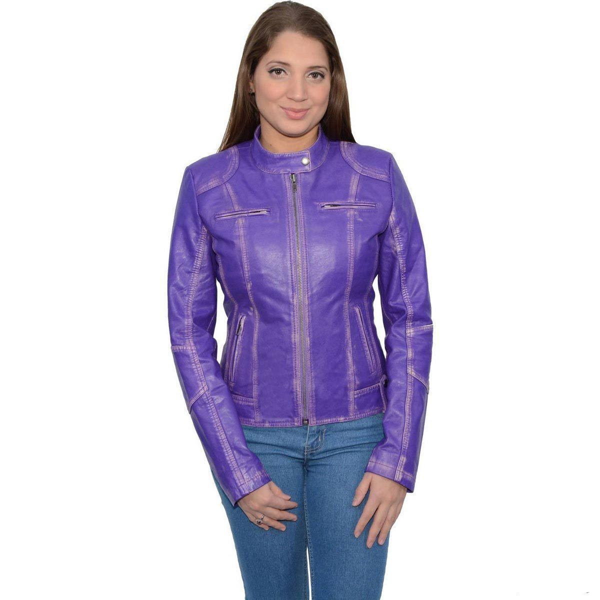 Milwaukee Leather SFL2830 Women's Purple Scuba Style Sheepskin Fashion Leather Jacket