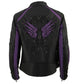 Milwaukee Leather X1952 Women's Black and Purple Embroidered and Stud Design Jacket
