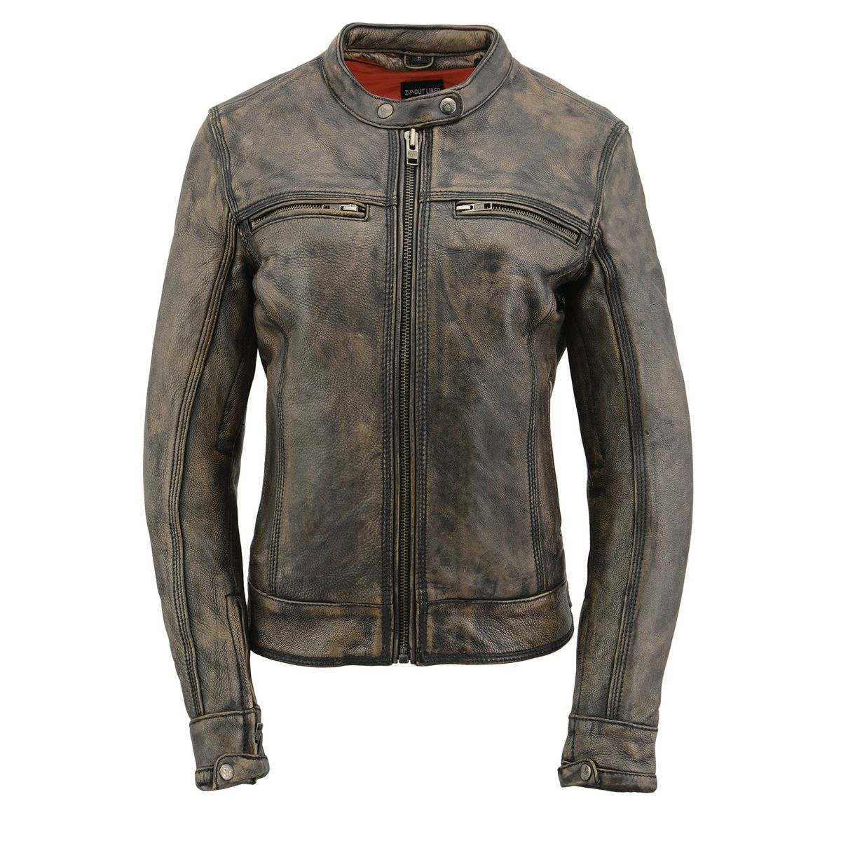 Milwaukee Leather MLL2550 Women's Scooter Distressed Brown Leather Vented Motorcycle Jacket