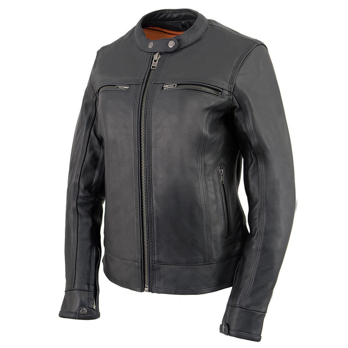 Milwaukee Leather MLL2552 Women's Black 'Cool-Tec' Leather Scooter Triple Stitch Jacket