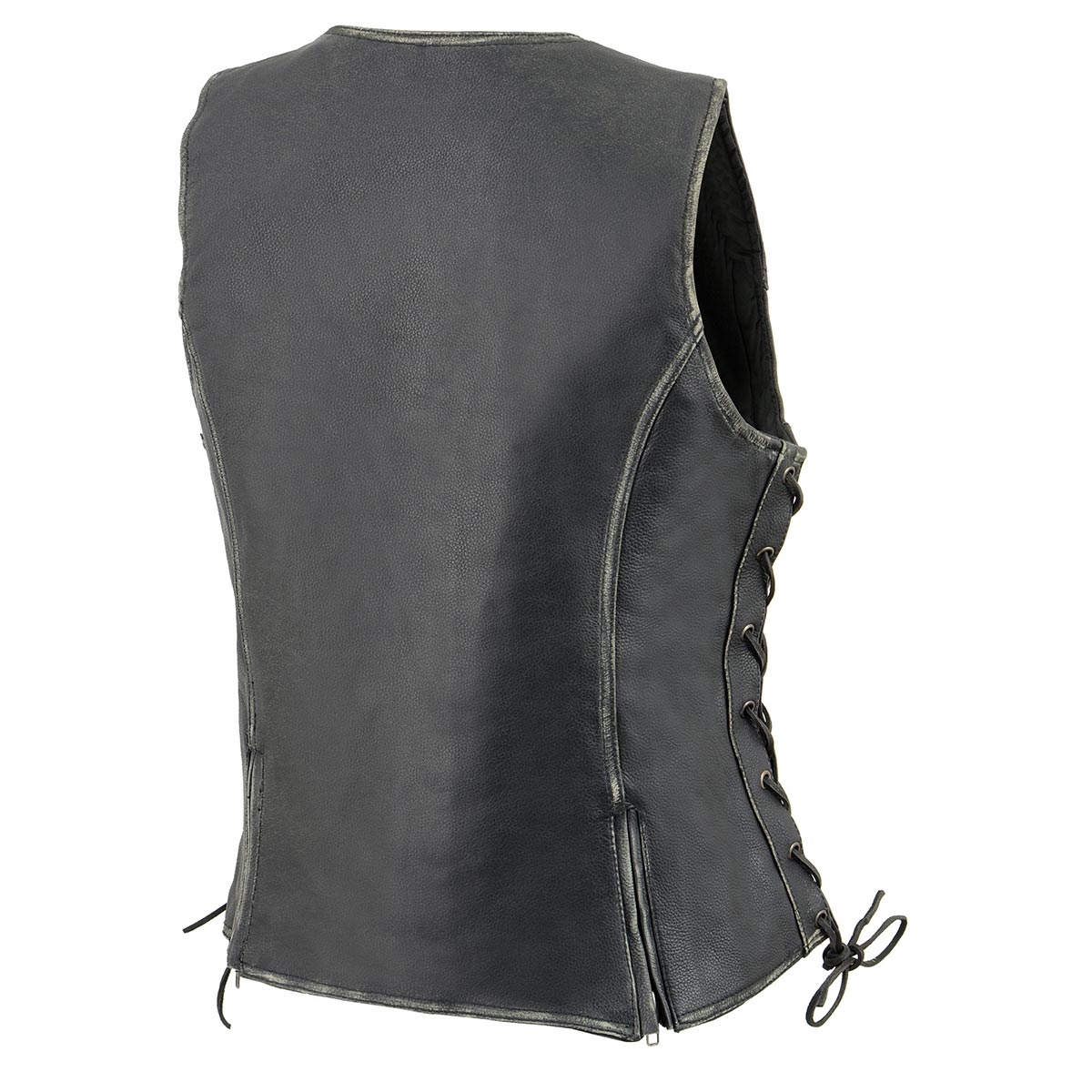 Milwaukee Leather MLL4517 Women's Black Leather Vest with Front Zipper Closure
