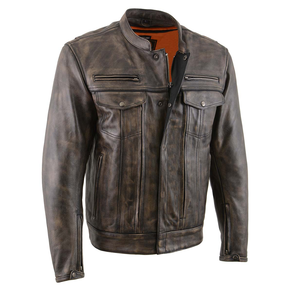 Milwaukee Leather MLM1508 Men's Distressed Brown Leather Motorcycle ...