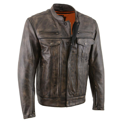 Milwaukee Leather MLM1508 Men's Distressed Brown Leather Motorcycle Jacket