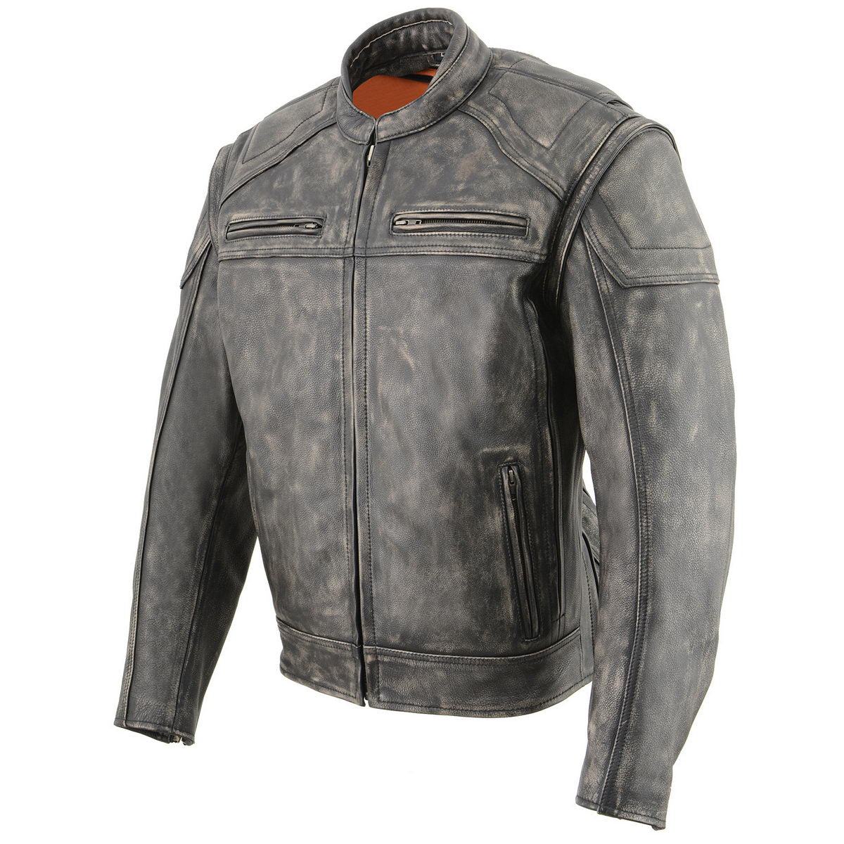 Milwaukee Leather MLM1509 Men's Distressed Brown ‘2 in 1’ Leather Jacket with Zip-Off Sleeves