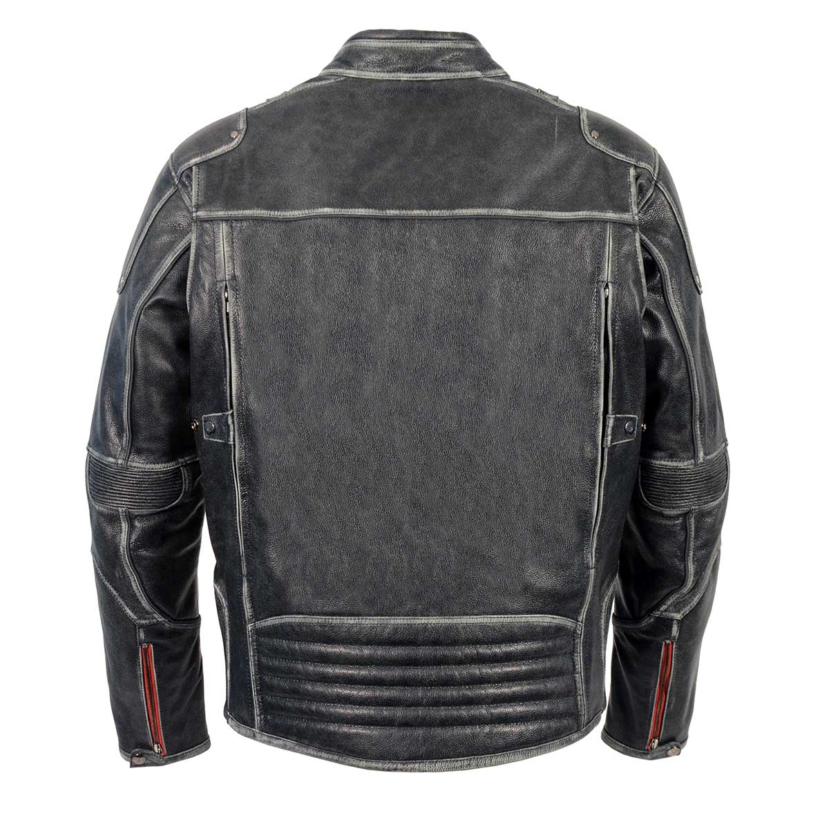Milwaukee Leather MLM1535 Men's Vintage Grey 'Triple Vent' Leather Jacket with Zipper Color Accent