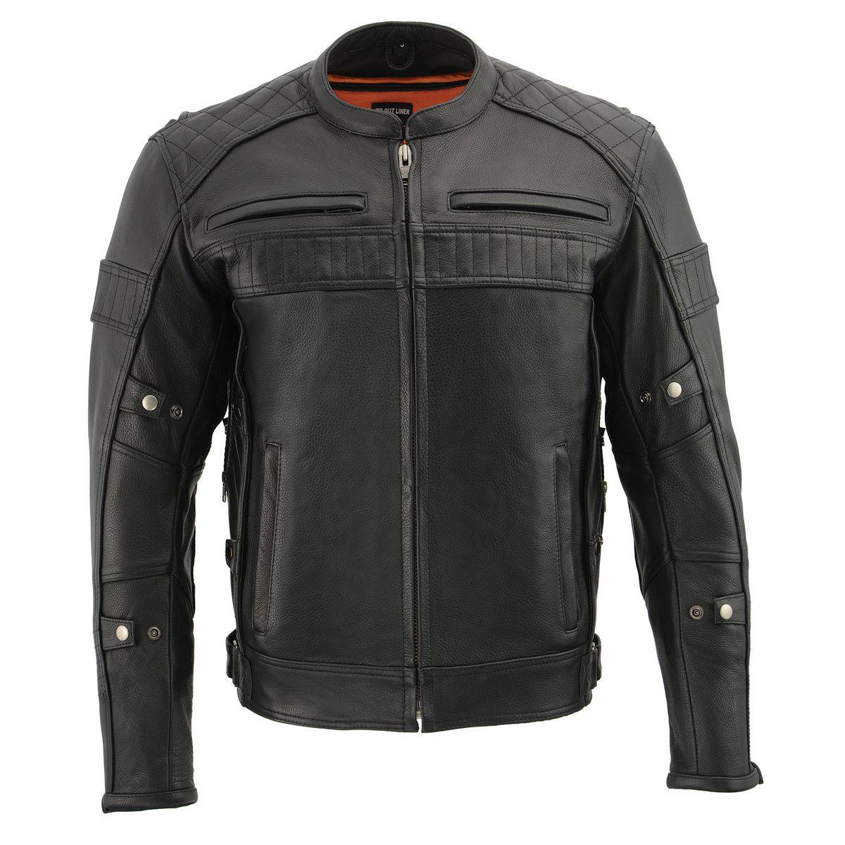 Milwaukee Leather MLM1545 Men's Quilted Pattern Triple Vent Black Leather Scooter Jacket