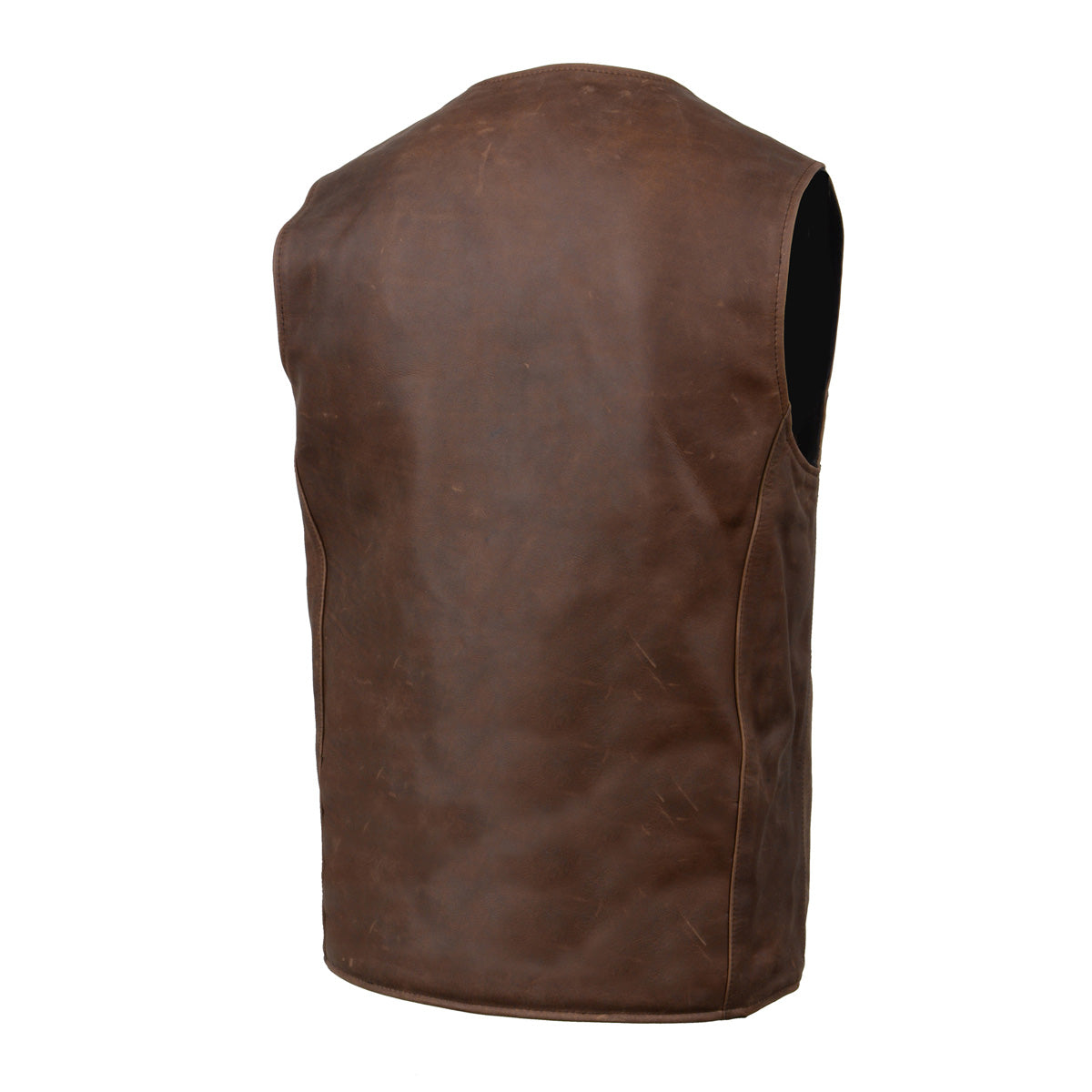 Milwaukee Leather MLM3518 Men's Gambler Snap Front Vintage Crazy Horse Brown Motorcycle Leather Vest