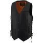 Milwaukee Leather MLM3541 Men's Roulette Black 10 Pocket Motorcycle Leather Vest w/ Cool-Tec