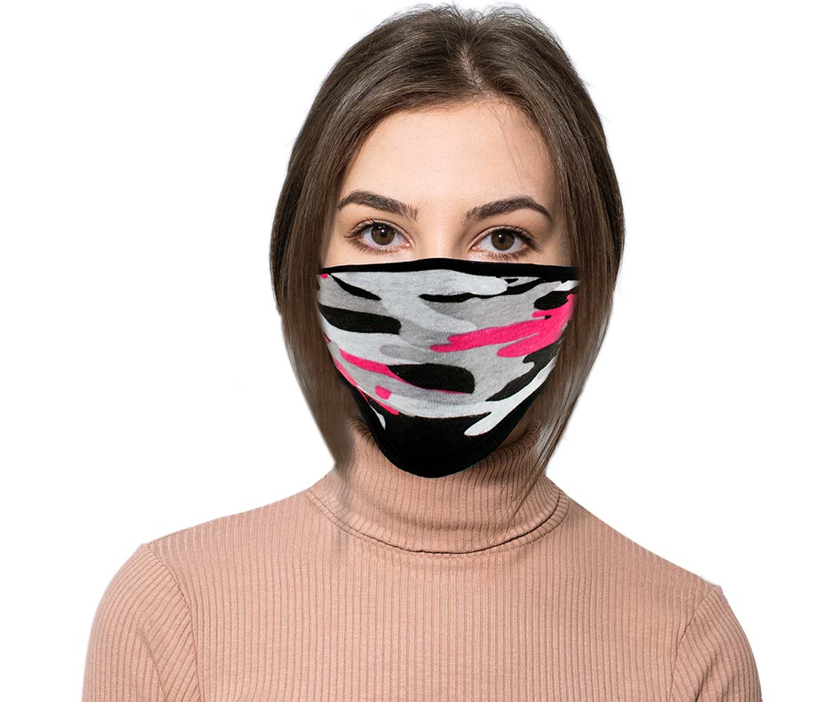 Milwaukee Leather MP7924FM Ladies 'Camouflage Pink' 100 % Cotton Protective Face Mask with Optional Filter Pocket