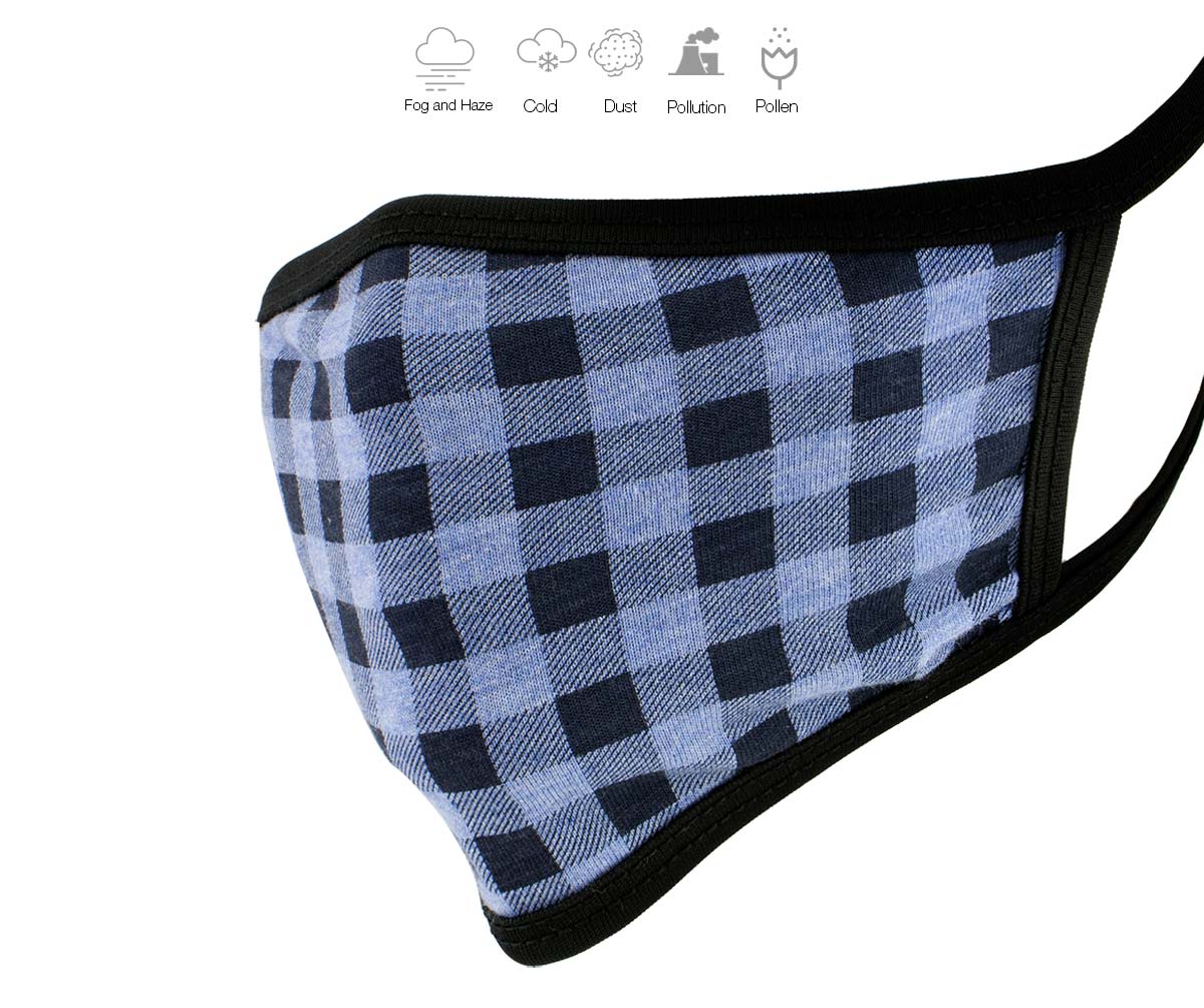 Milwaukee Leather MP7924FM 'Blue Checkered' 100 % Cotton Protective Face Mask with Optional Filter Pocket