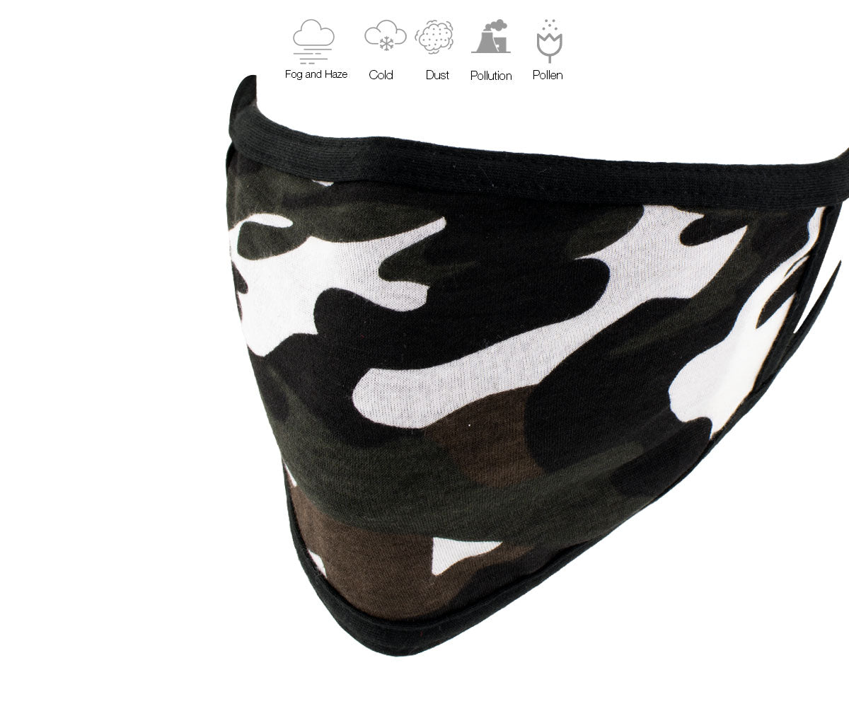Milwaukee Leather (Multi-Pack) MP7924FM 'Camouflage Brown' 100 % Cotton Protective Face Mask with Optional Filter Pocket