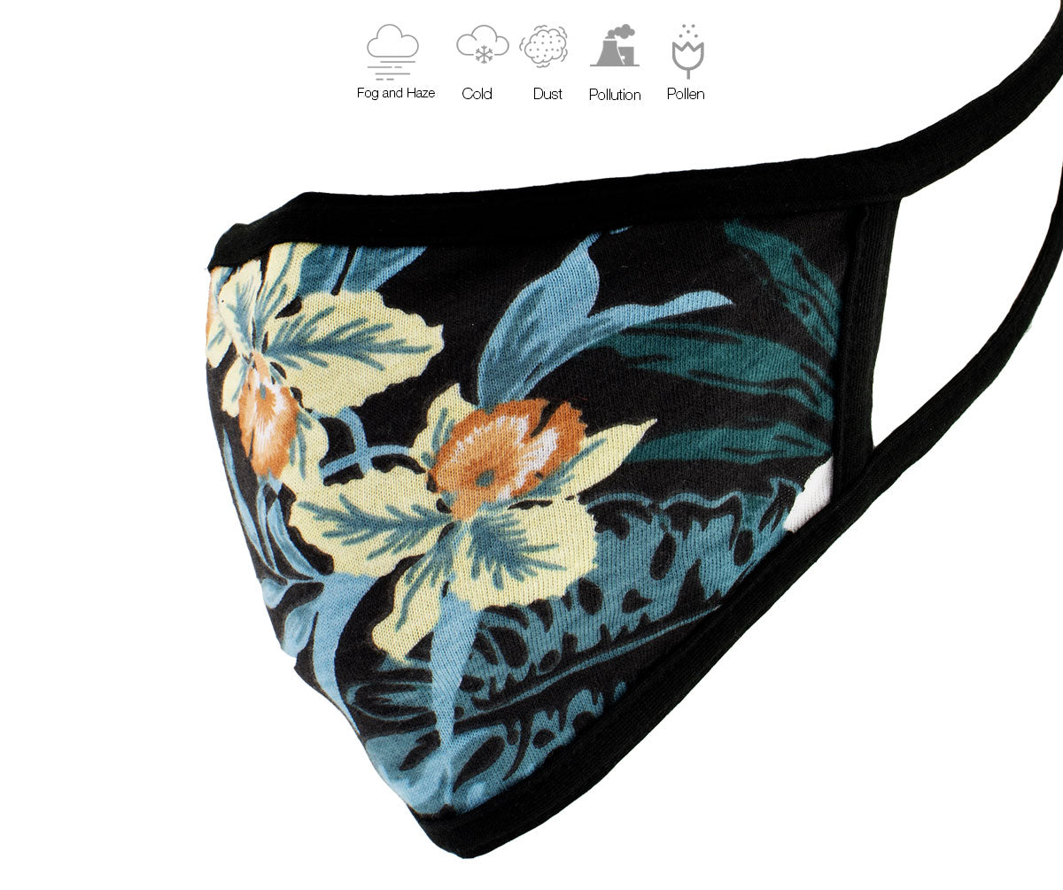 Milwaukee Leather (Multi-Pack) MP7924FM Ladies 'Floral Print' 100 % Cotton Protective Face Mask with Optional Filter Pocket