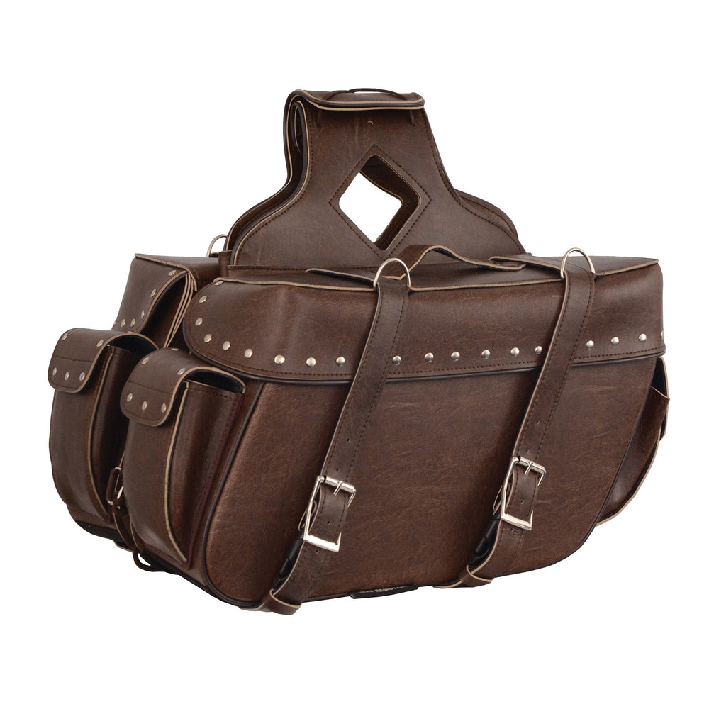 Milwaukee Leather MP8335RT Large Retro Brown PVC Zip-Off Throw Over Saddlebags