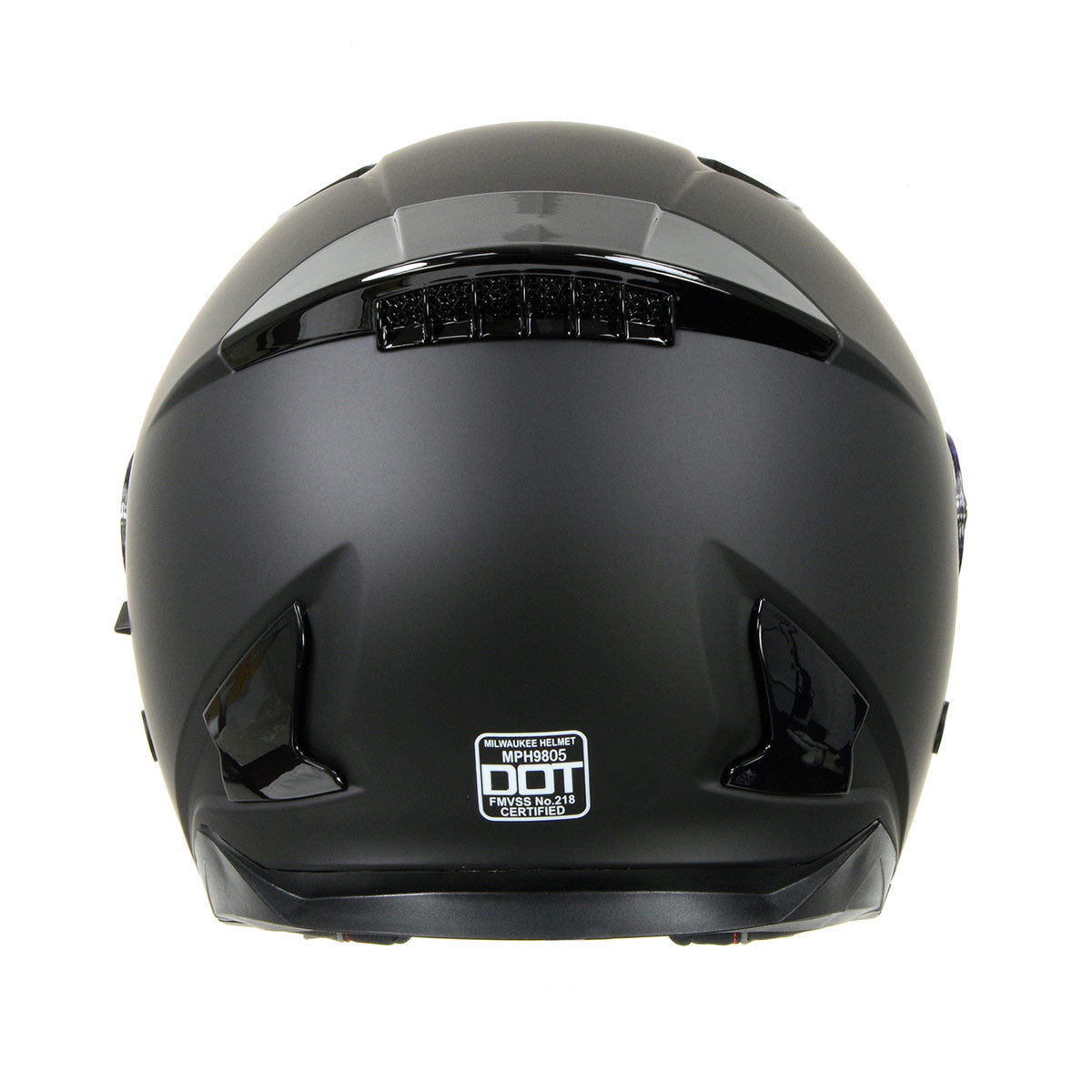 Milwaukee Helmets MPH9805DOT 'Shift' Open Face 3/4 Matte Black Helmet with Drop Down Tinted Visor Small