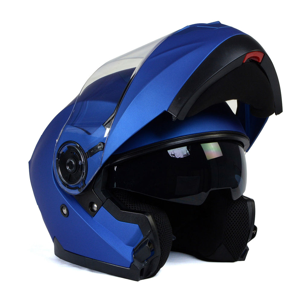 Milwaukee Helmets MPH9818DOT 'Breeze' Blue Advanced Motorcycle Modular Helmet for Men and Women Biker w/ Drop Down Visor