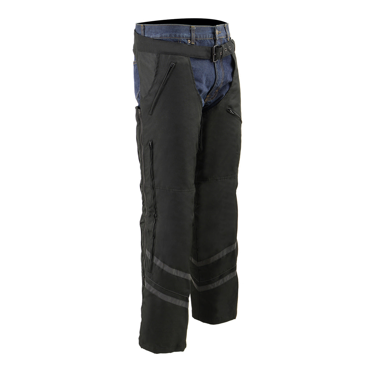 Milwaukee Leather MPM5701 Men's Black ‘Reflective’ Vented Textile Motorcycle Chaps