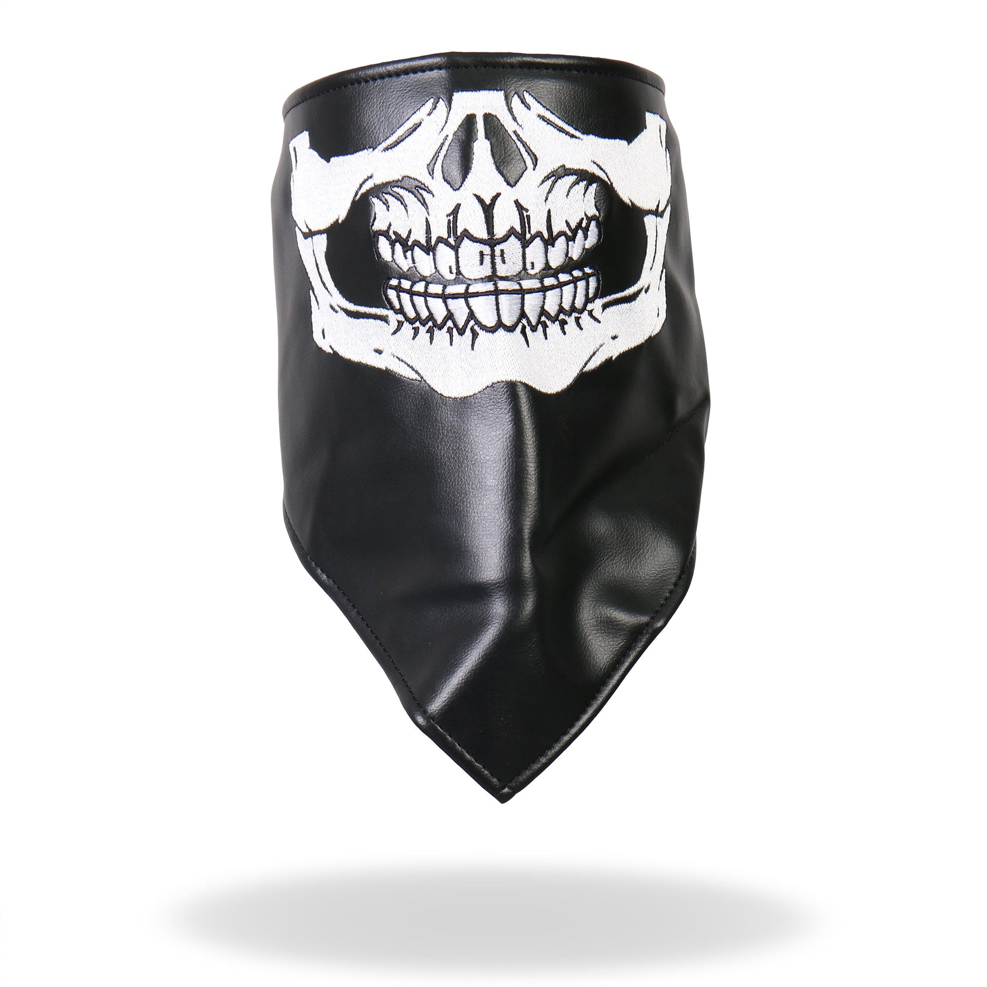 Hot Leathers NWL1004 Black Leather Skull Neck Warmer with Fleece Lining