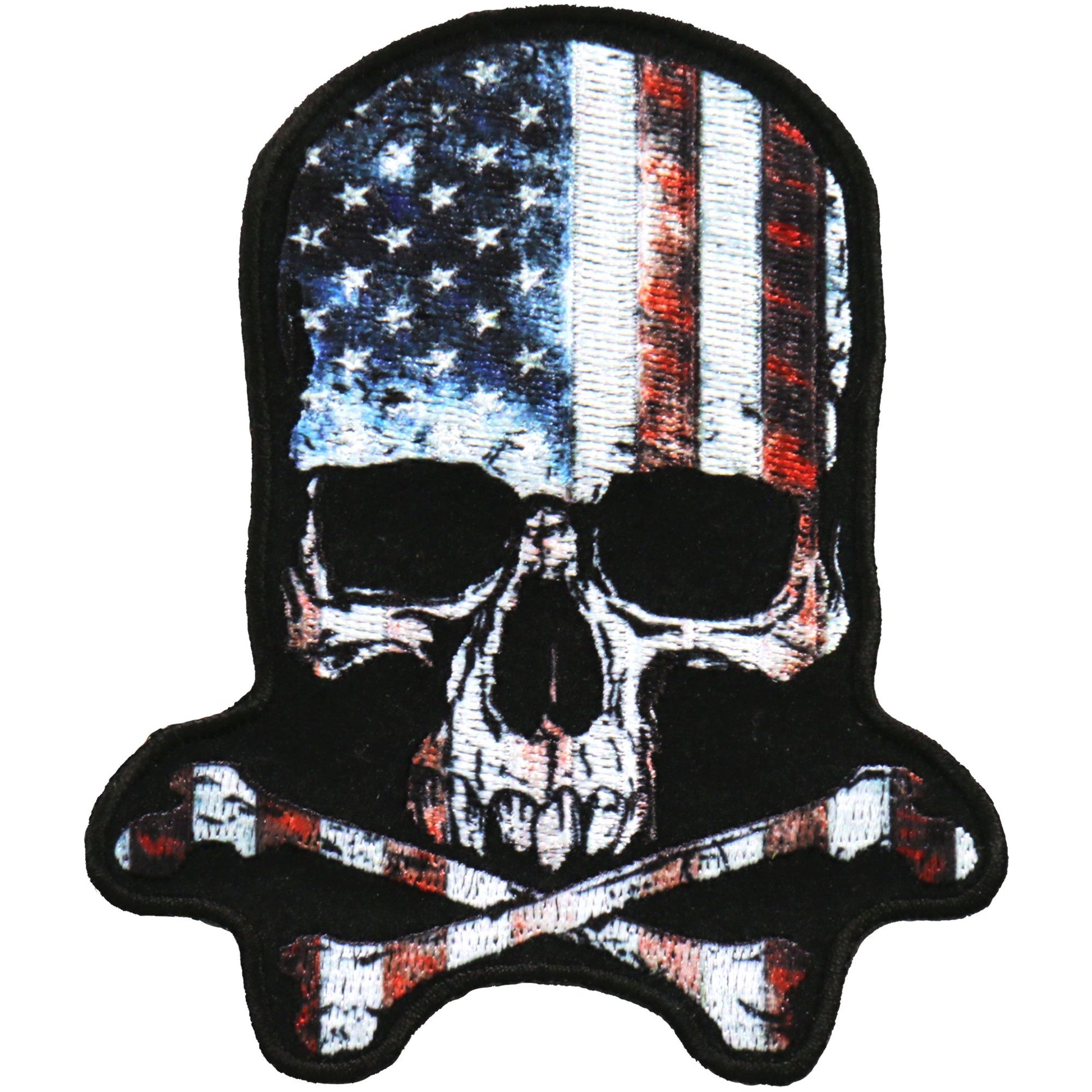 Hot Leathers PPA9980 4 Inch Skull American Flag Patch