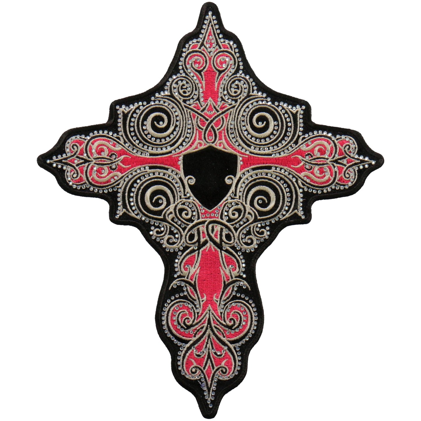 Hot Leathers PPC3267 9 Inch Pink Stone Cross Patch