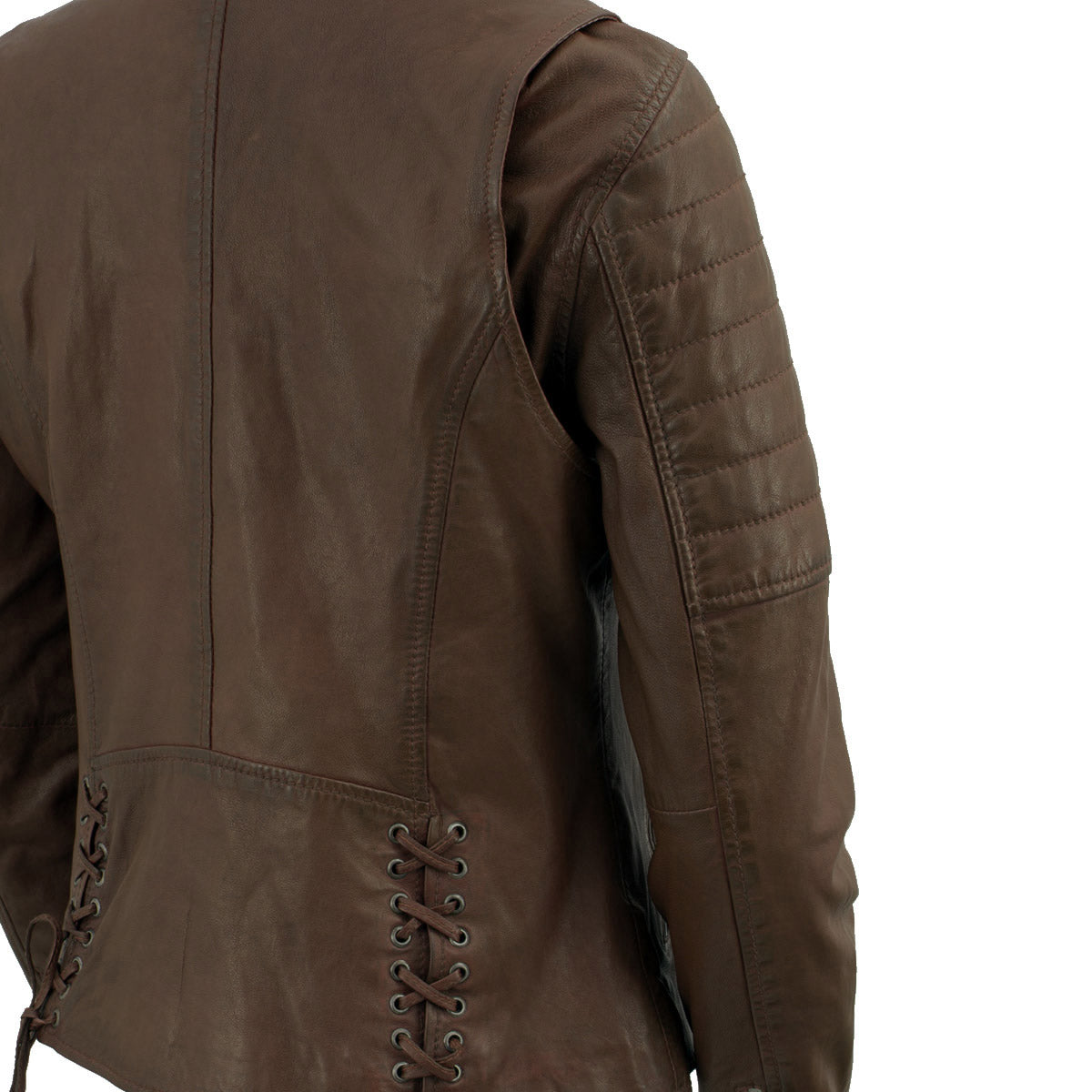 Milwaukee Leather SFL2812 Brown Vintage Motorcycle Inspired Leather Jacket for Women - Veg-Tan Fashion Jacket
