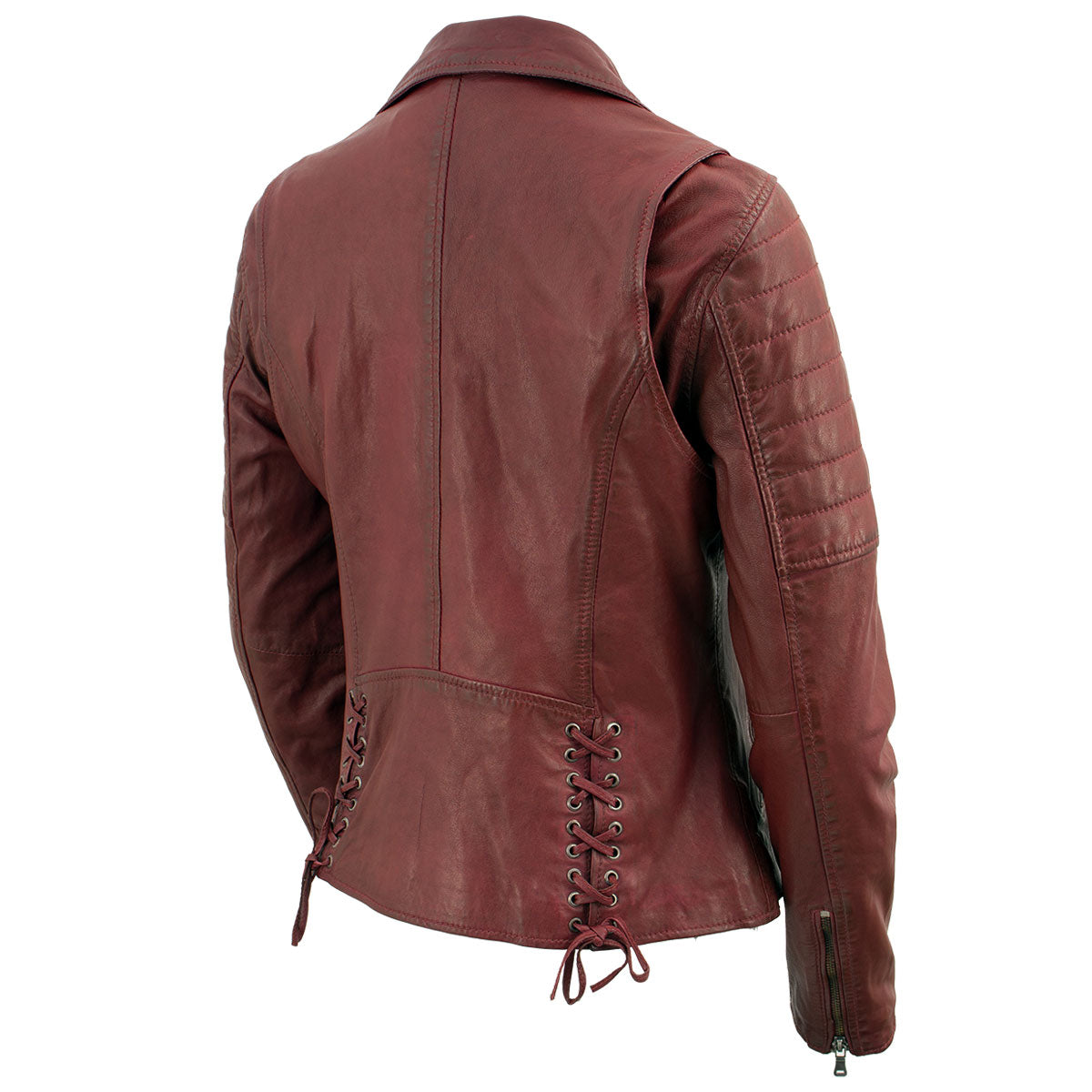 Milwaukee Leather SFL2812 Red Vintage Motorcycle Inspired Leather Jacket for Women - Veg-Tan Fashion Jacket