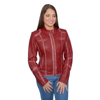 Milwaukee Leather SFL2830 Women's Red Scuba Style Sheepskin Fashion Leather Jacket
