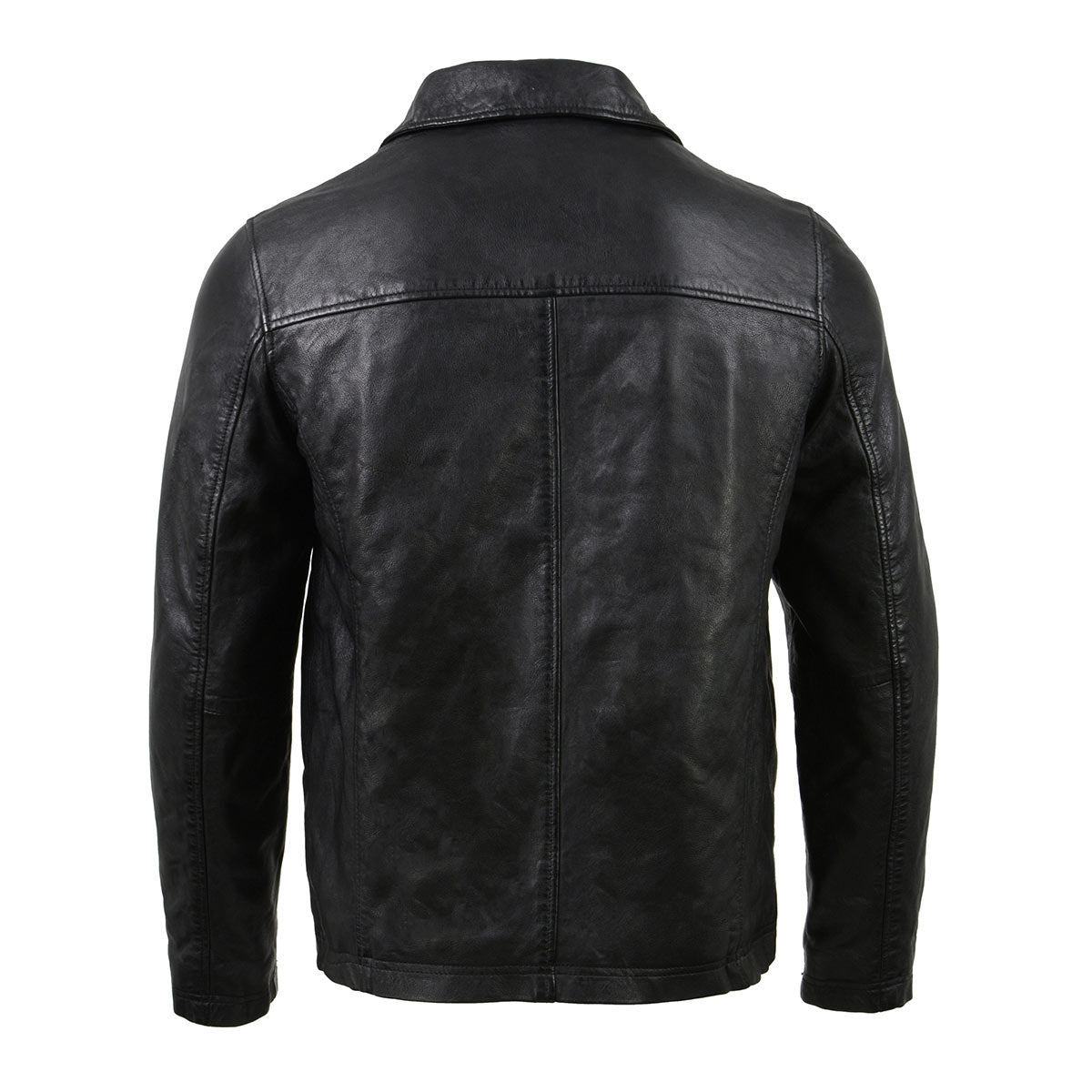 Milwaukee Leather Vintage SFM1804 Men's Classic Black Zipper Front Jacket with Shirt Collar