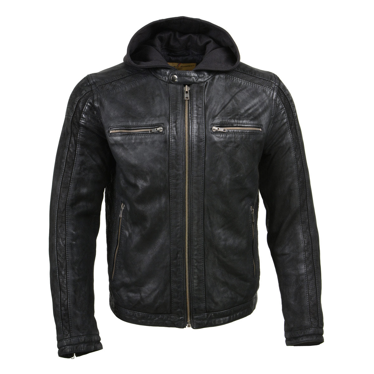 Milwaukee Leather Vintage SFM1807 Men's Black Premium Leather Hooded Jacket