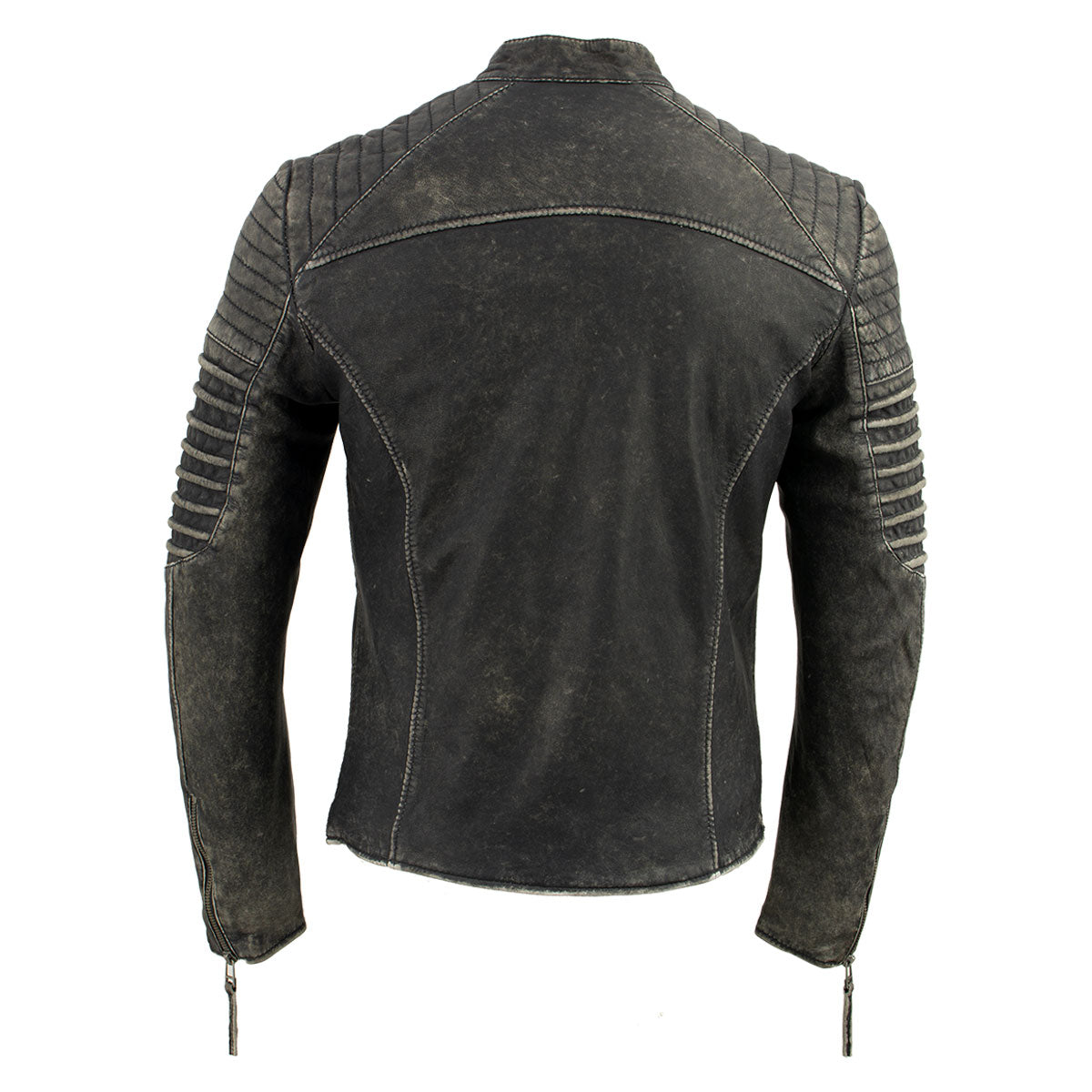 Milwaukee Leather Vintage SFM1808 Men's Black Leather Seamed Shoulder Zipper Front Jacket
