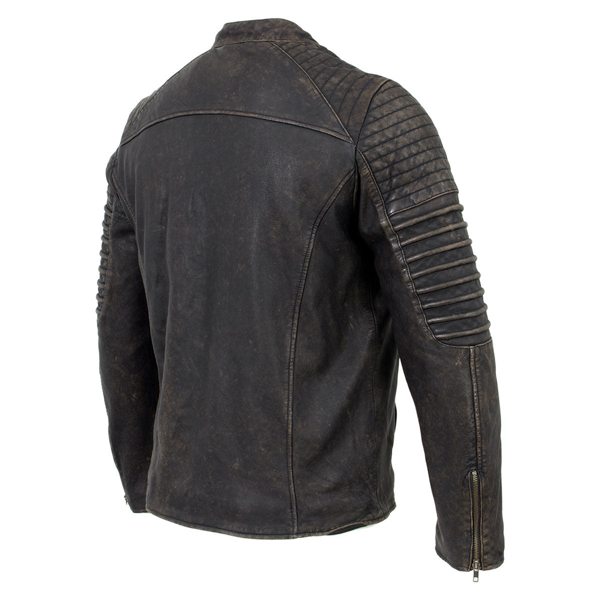 Milwaukee Leather Vintage SFM1808 Men's Brown Leather Seamed Shoulder Zipper Front Jacket