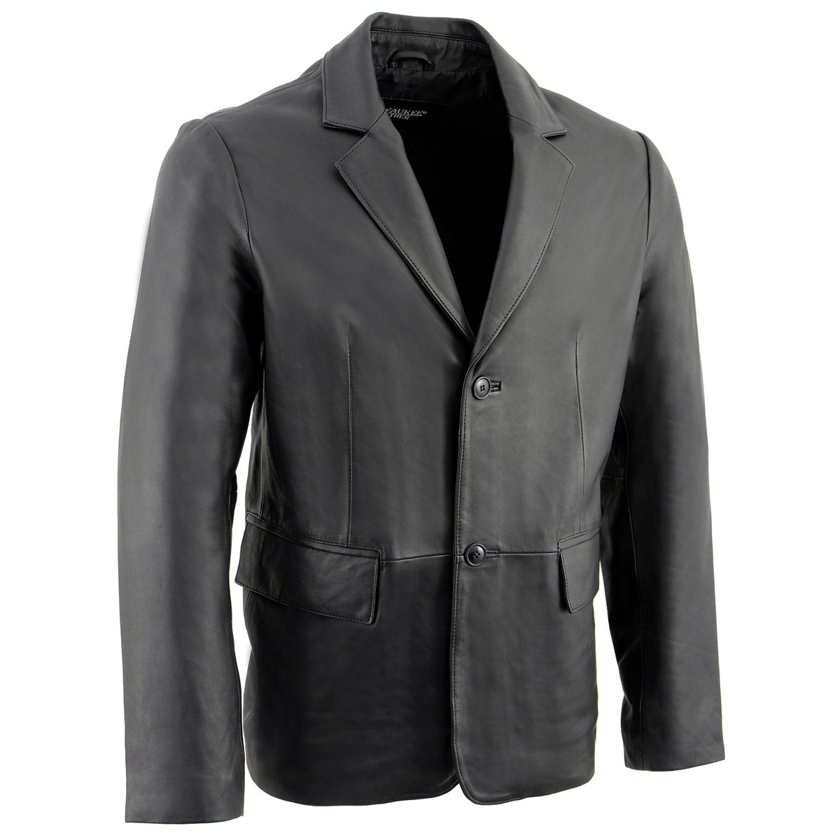 Milwaukee Leather SFM1880 Men's Black 2-Button Closure Car Coat Blazer Leather Jacket