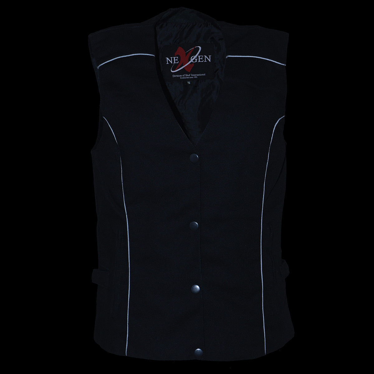 Milwaukee Leather SH1955 Ladies Black Textile Vest with Wing Embroidery