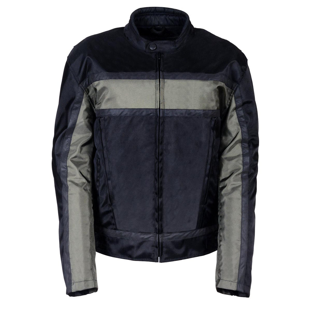 NexGen SH2095 Men's 'Racer' Black and Grey Reflective Textile Motorcycle Jacket