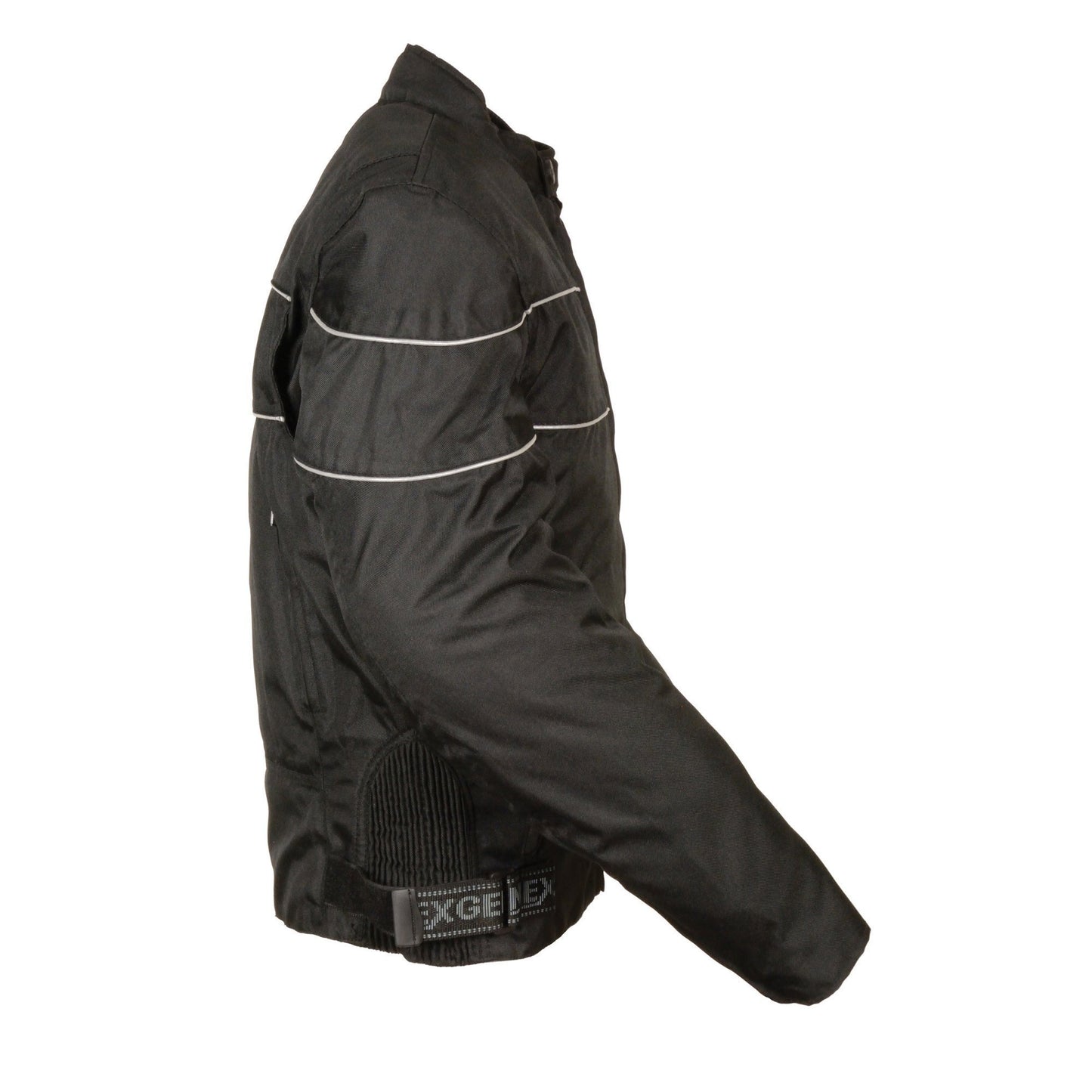 NexGen SH212102 Men's Black Textile Vented Moto Jacket with Reflective Piping