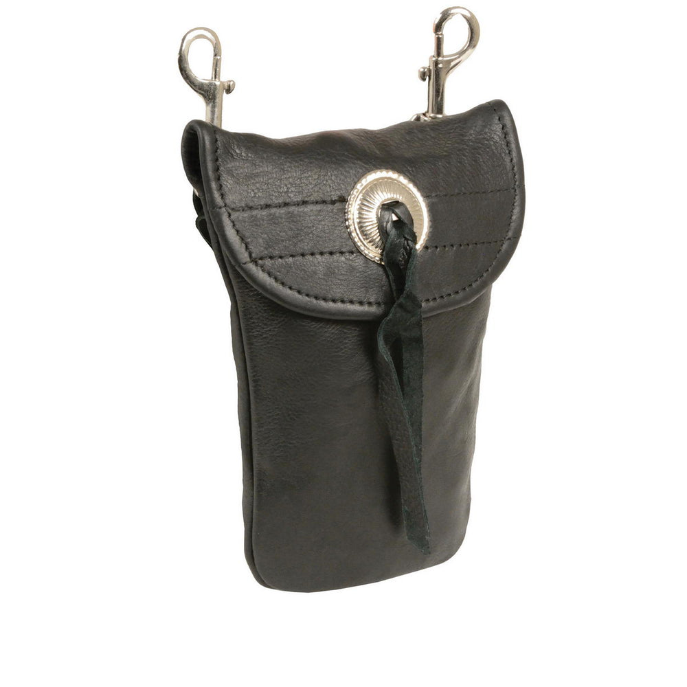 Milwaukee Leather SH506BAG Unisex Black Leather Belt Bag with Concho