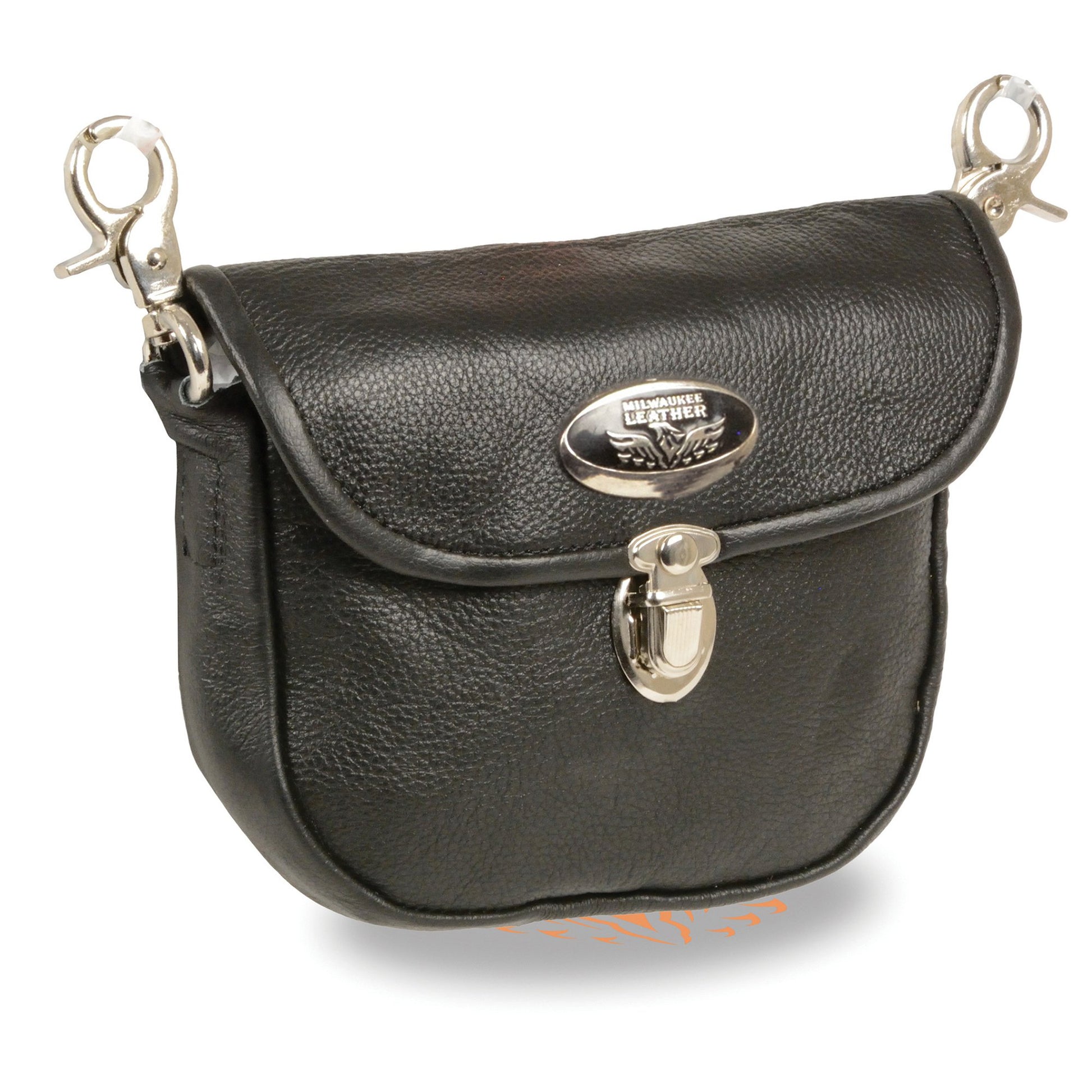 Milwaukee Leather SH520 Women's Black Leather Belt Bag with Flap and Belt Clasps
