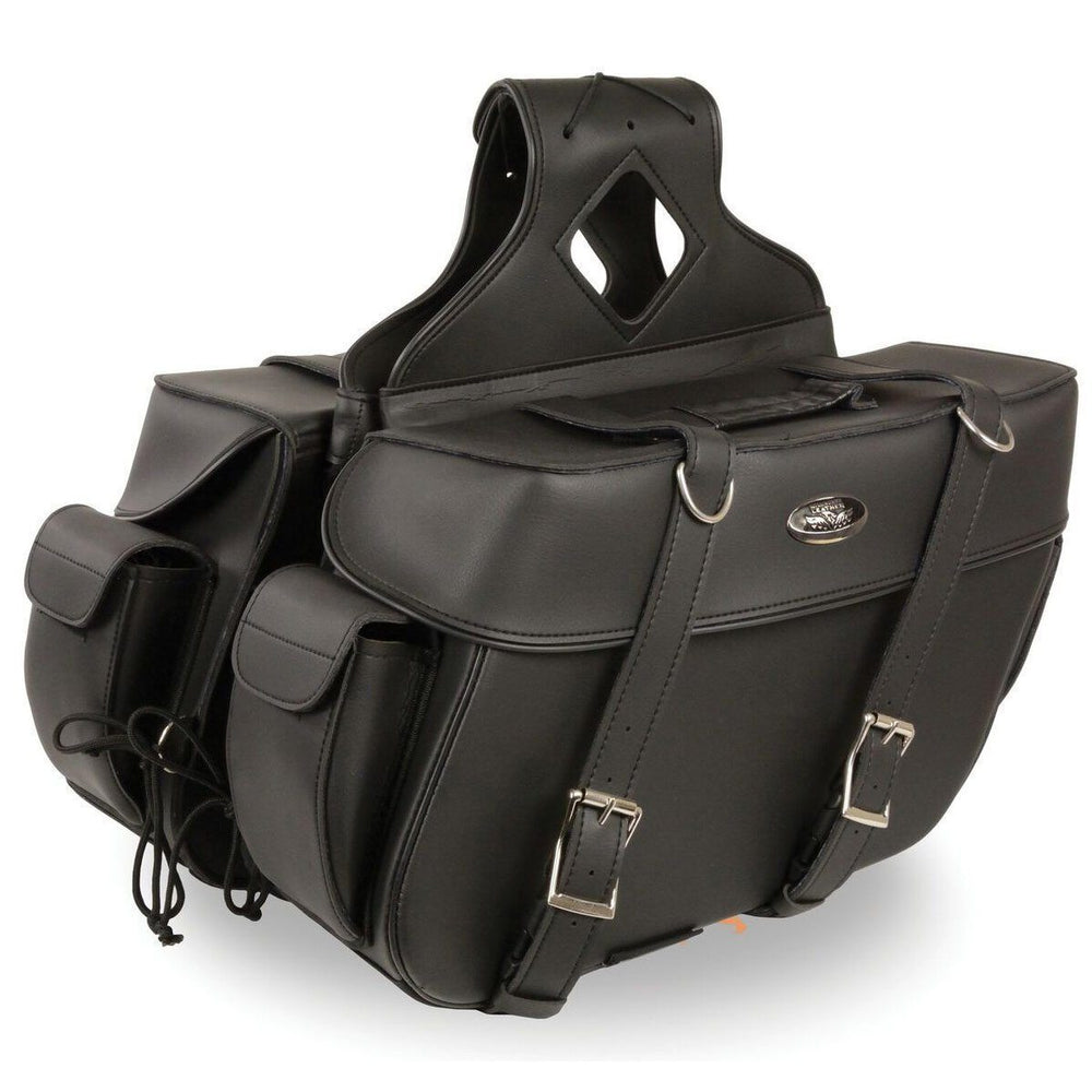 Milwaukee Leather SH57401ZB Black Large Zip-Off PVC Throw Over Motorcycle Saddlebags