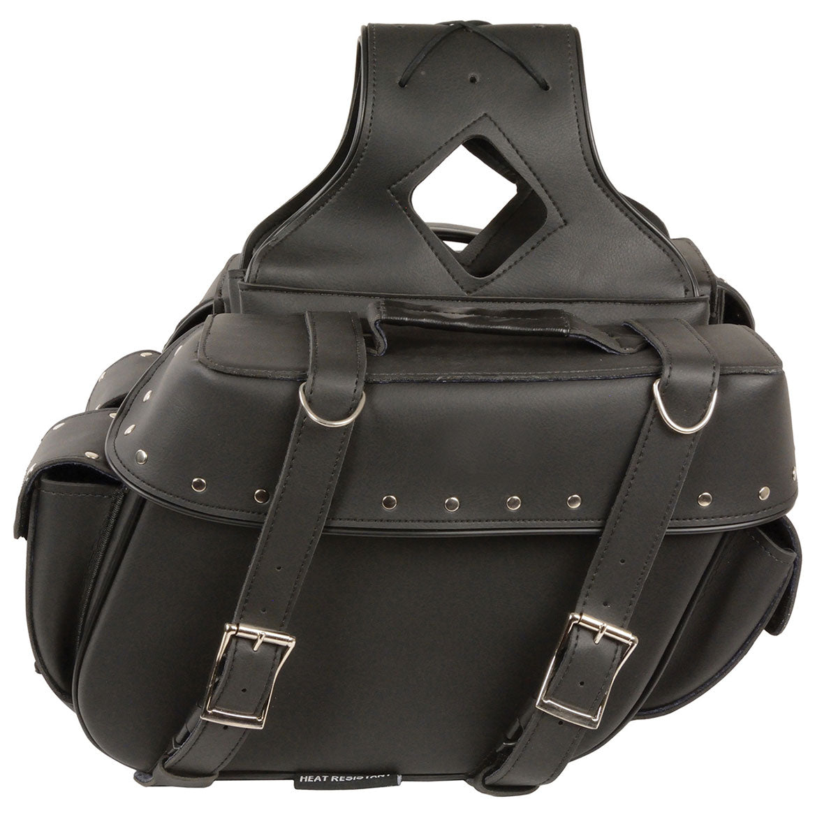 Milwaukee Leather SH574ZB Black Large Zip-Off PVC Throw Over Riveted Motorcycle Saddlebags