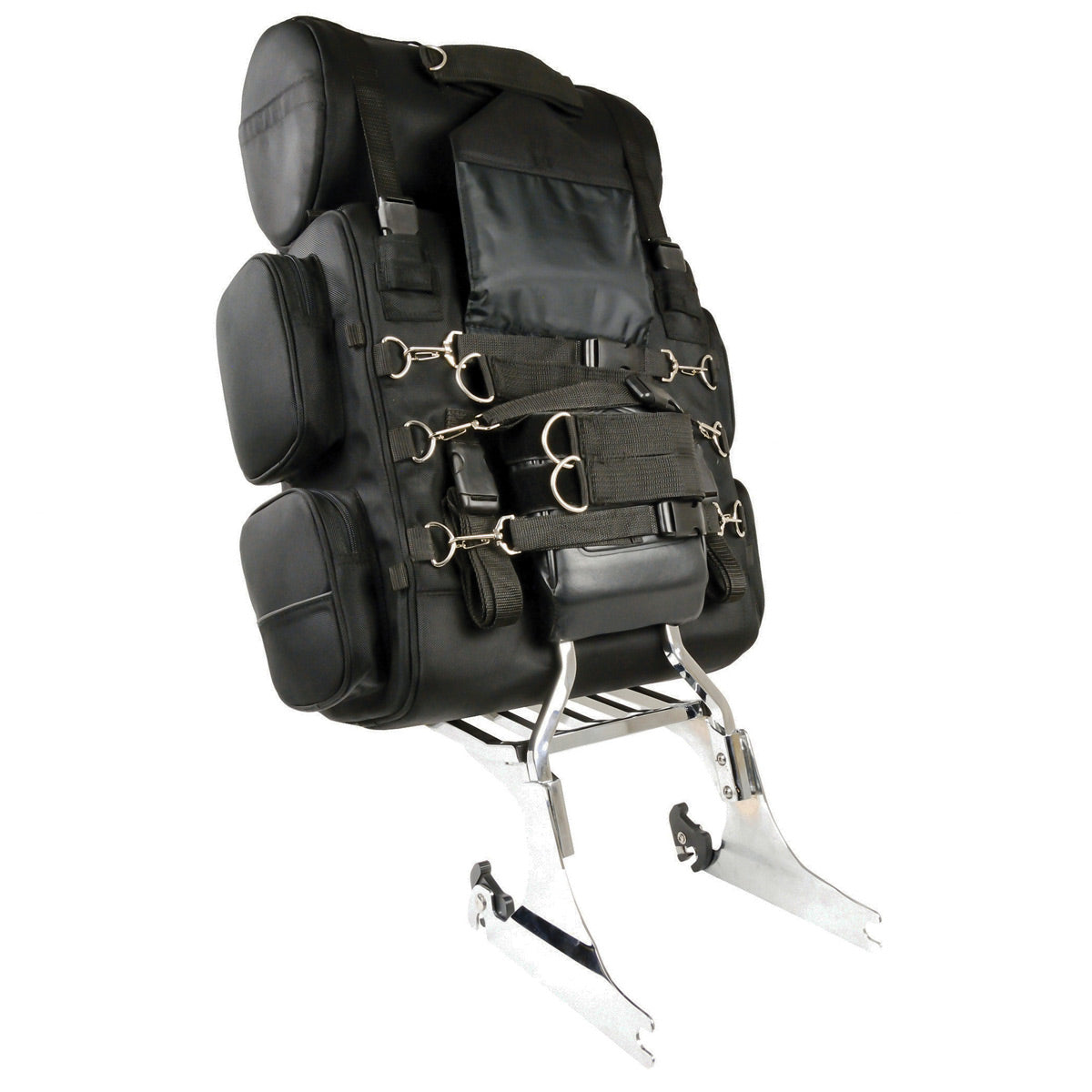 Milwaukee Leather SH680 Large Black Textile Motorcycle Sissy Bar Travel Bag