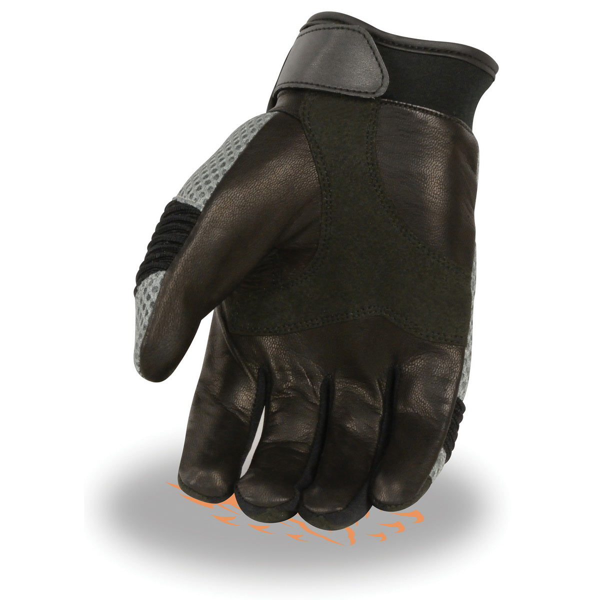 Xelement XG791 Men's Black and Grey Mesh and Leather Racing Gloves