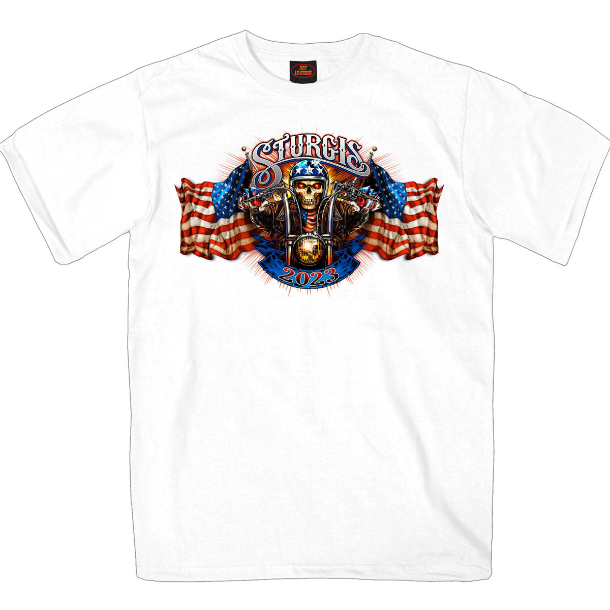 Hot Leathers SPB1071 Men’s White 2023 Sturgis # 1 Design America T-Shirt