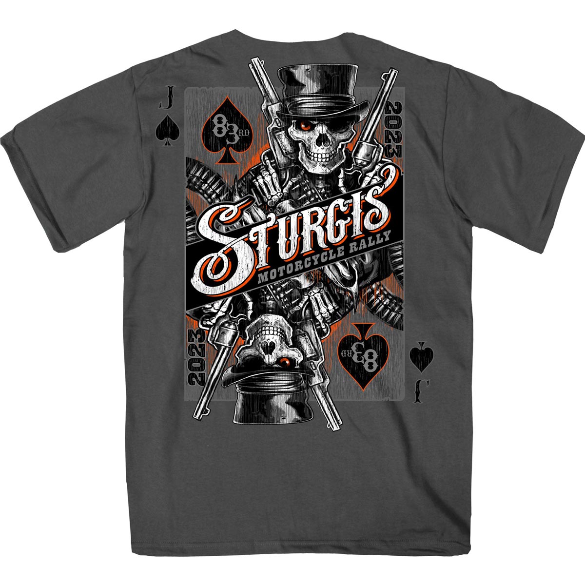 Hot Leathers SPB1073 Men’s Charcoal 2023 Sturgis Gambler Short Sleeve T-Shirt