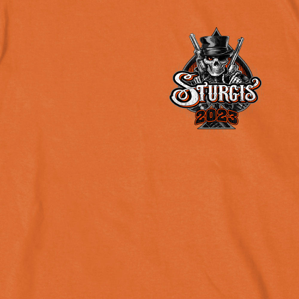 Hot Leathers SPB1074 Men’s Orange 2023 Sturgis Gambler Short Sleeve T-Shirt
