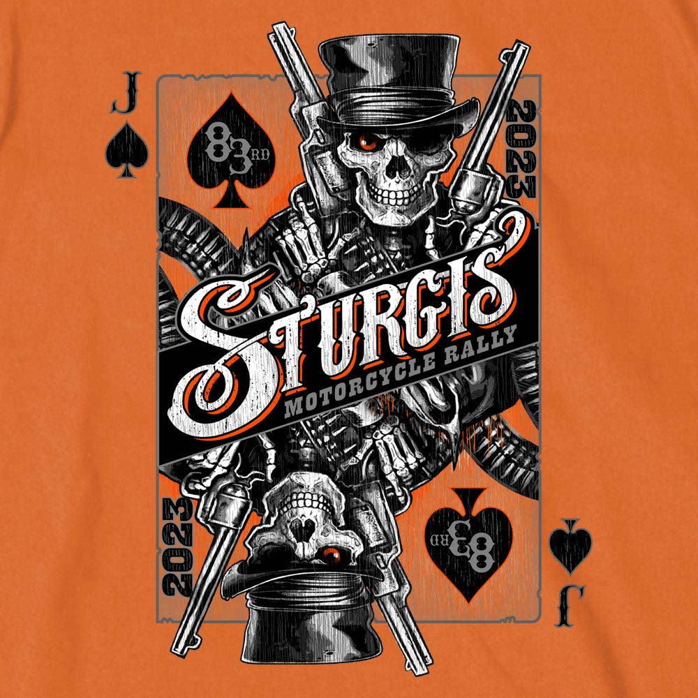 Hot Leathers SPB1074 Men’s Orange 2023 Sturgis Gambler Short Sleeve T-Shirt