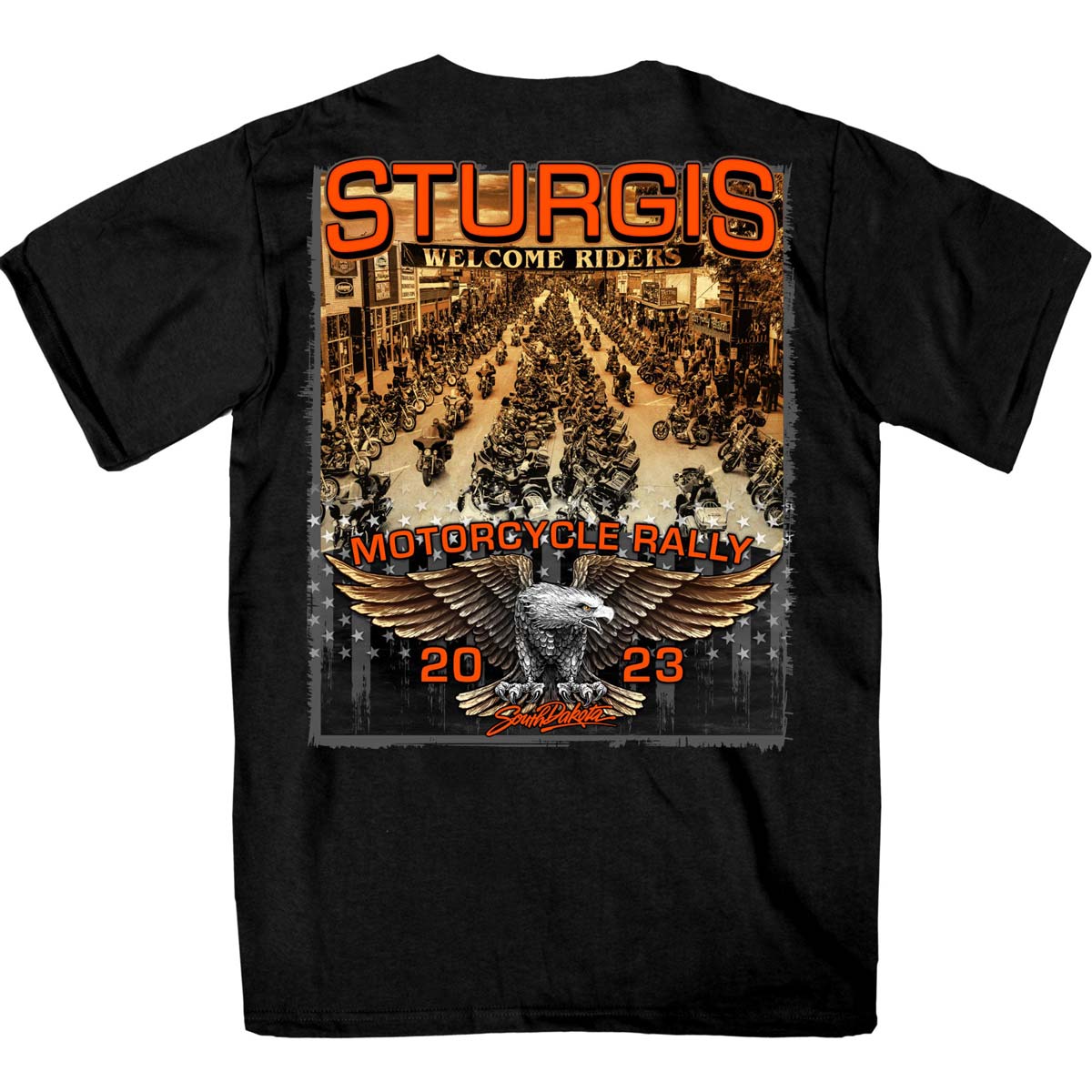 Hot Leathers SPB1082 Men’s Black Sturgis 2023 Main Street T-Shirt
