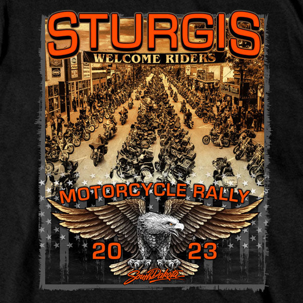 Hot Leathers SPB1082 Men’s Black Sturgis 2023 Main Street T-Shirt