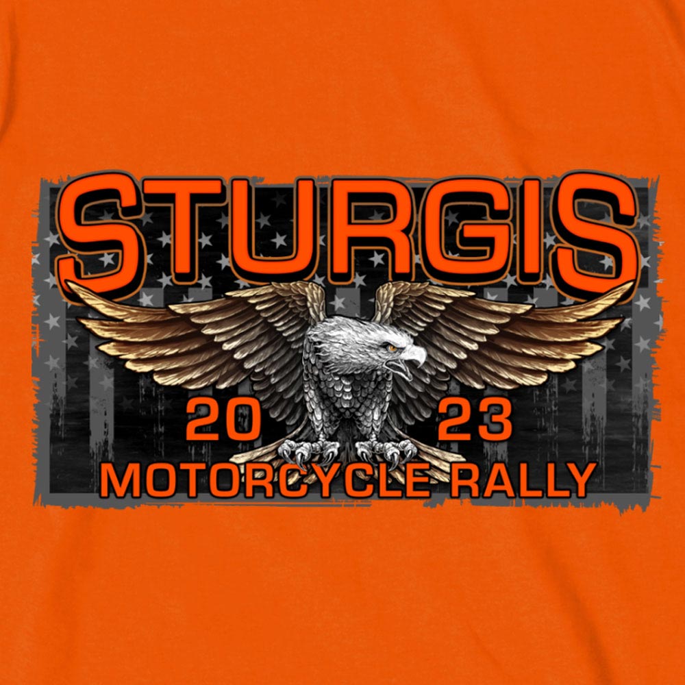 Hot Leathers SPB1083 Men’s Orange Sturgis 2023 Main Street T-Shirt