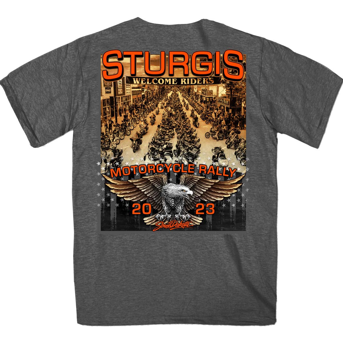 Hot Leathers SPB1085 Men’s Heather Gray Sturgis 2023 Main Street T-Shirt