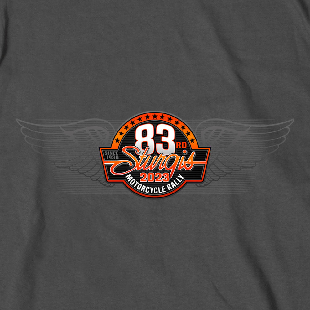 Hot Leathers SPB1091 Men’s Charcoal 2023 Sturgis Rally Logo Double Sided T-Shirt